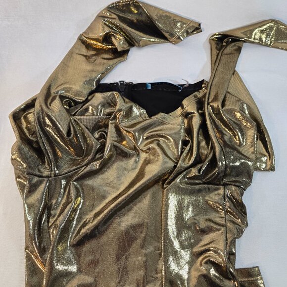 ALICE + OLIVIA Quite Luxury Gold Metallic Tabitha Bodycon Dress Size 6 LIKE NEW! - Picture 8 of 17
